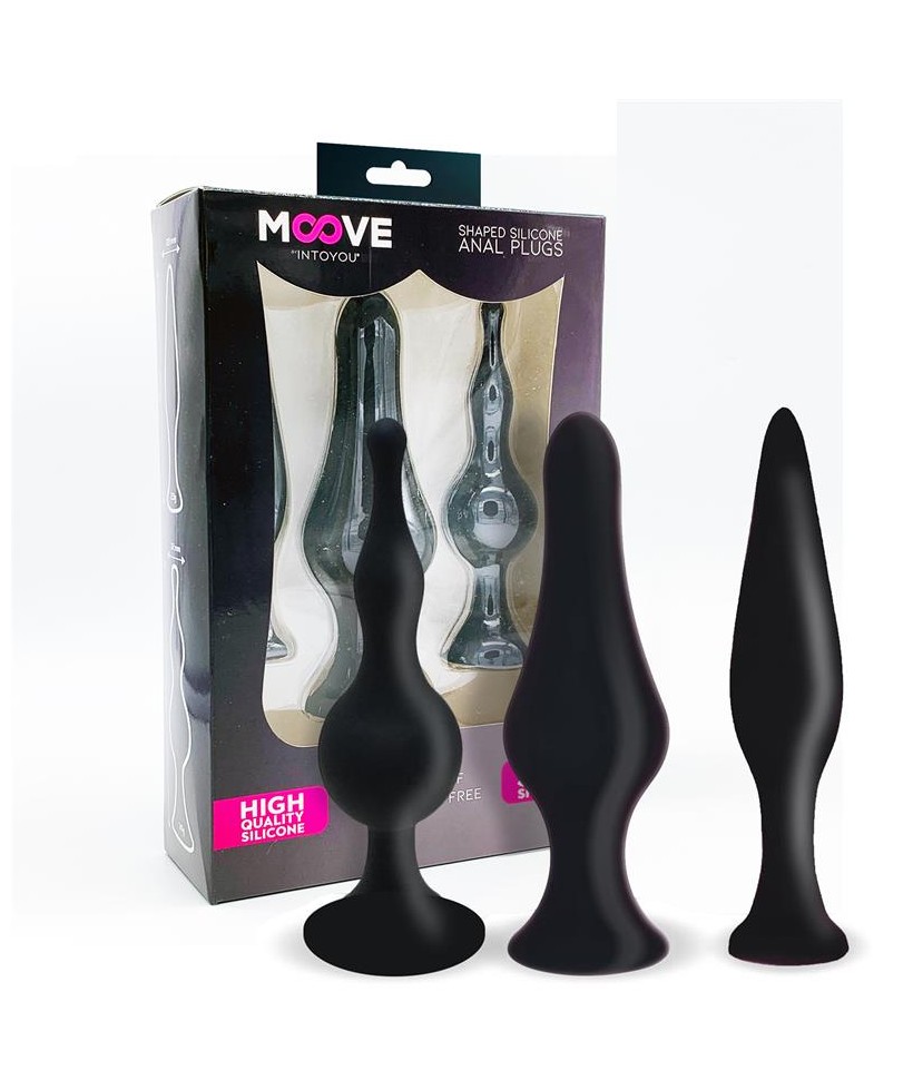 Set 3 Plugs Anal Silicona Negro Set 3 Plugs Anal Silicona Negro