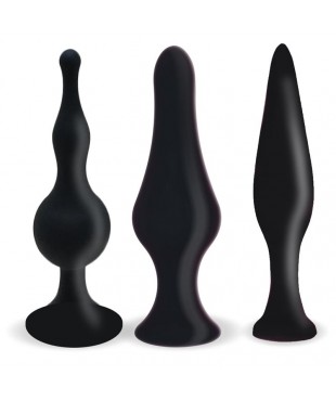 Set 3 Plugs Anal Silicona Negro Set 3 Plugs Anal Silicona Negro
