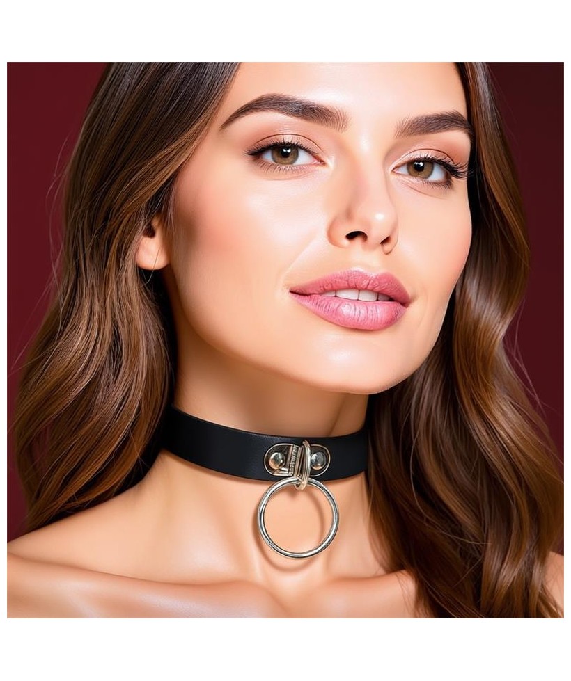 Collar con Aro Cuero Vegano Talla unica Collar con Aro Cuero Vegano Talla unica