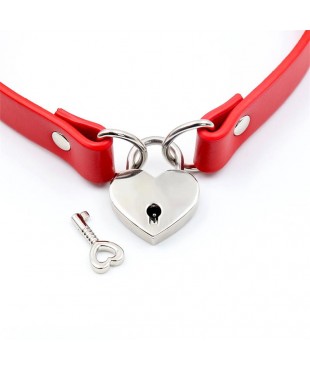 Collar con Candado de Corazon Cuero Vegano Talla unica Collar con Candado de Corazon Cuero Vegano Talla unica