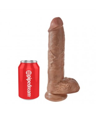Dildo Reaslista con Testiculos 10 Bronceado Dildo Reaslista con Testiculos 10 Bronceado