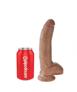 Dildo Reaslista con Testiculos 9 Bronceado Dildo Reaslista con Testiculos 9 Bronceado