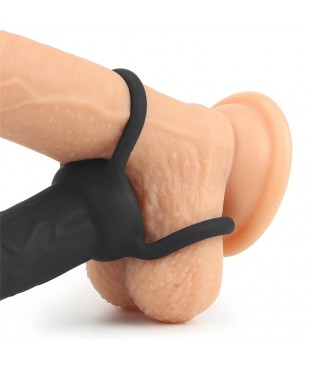 Dildo Anal con Doble Anillo Negro Dildo Anal con Doble Anillo Negro