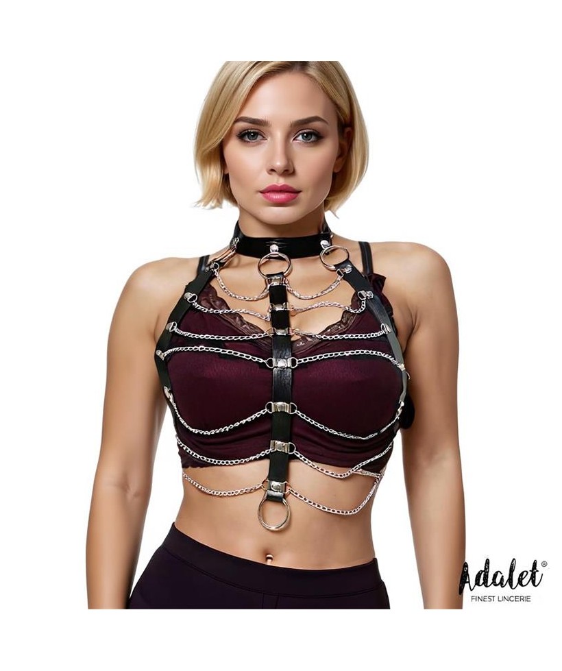 Hilda Arnes de Pecho con Cadenas Cuero Vegano Talla unica Hilda Arnes de Pecho con Cadenas Cuero Vegano Talla unica