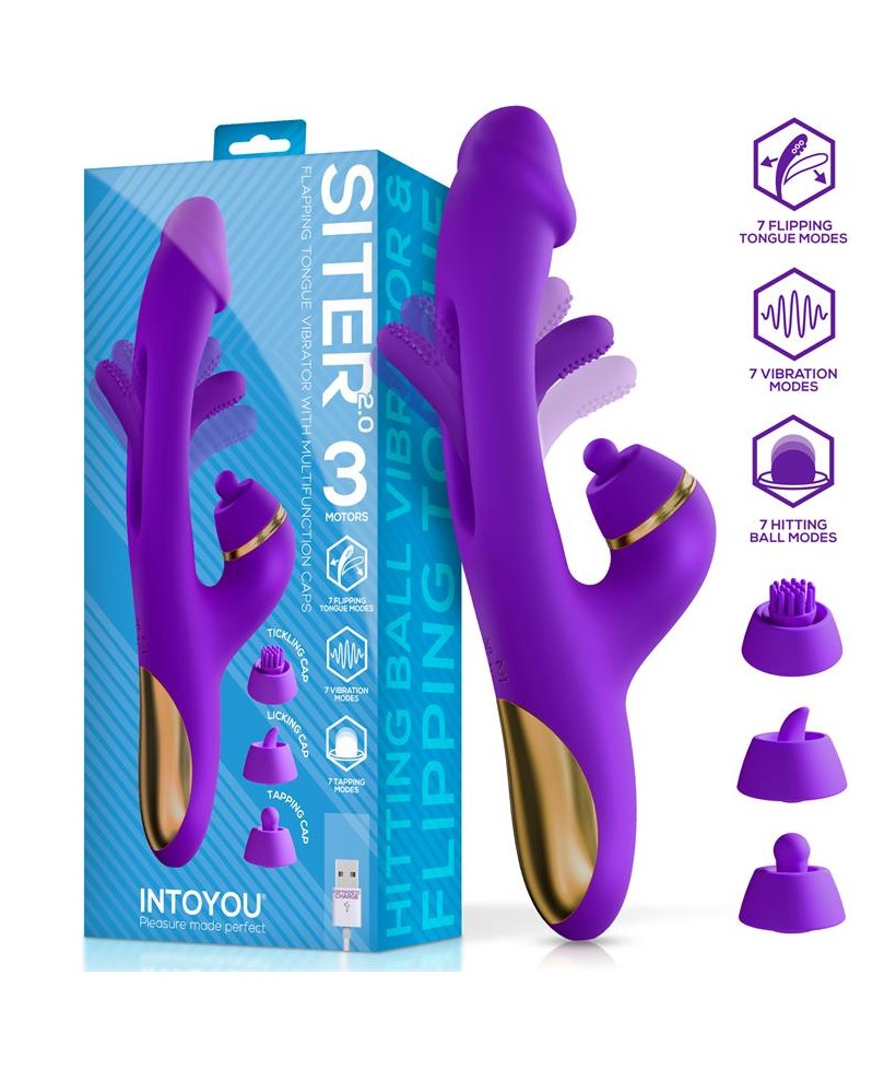 Siter 20 Vibrador con Lengua Flapping Golpeteo y Cabezales Intercambiables Siter 20 Vibrador con Lengua Flapping Golpeteo y Cabezales Intercambiables