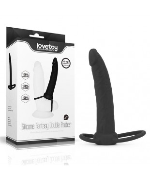 Dildo Anal con Doble Anillo Negro Dildo Anal con Doble Anillo Negro
