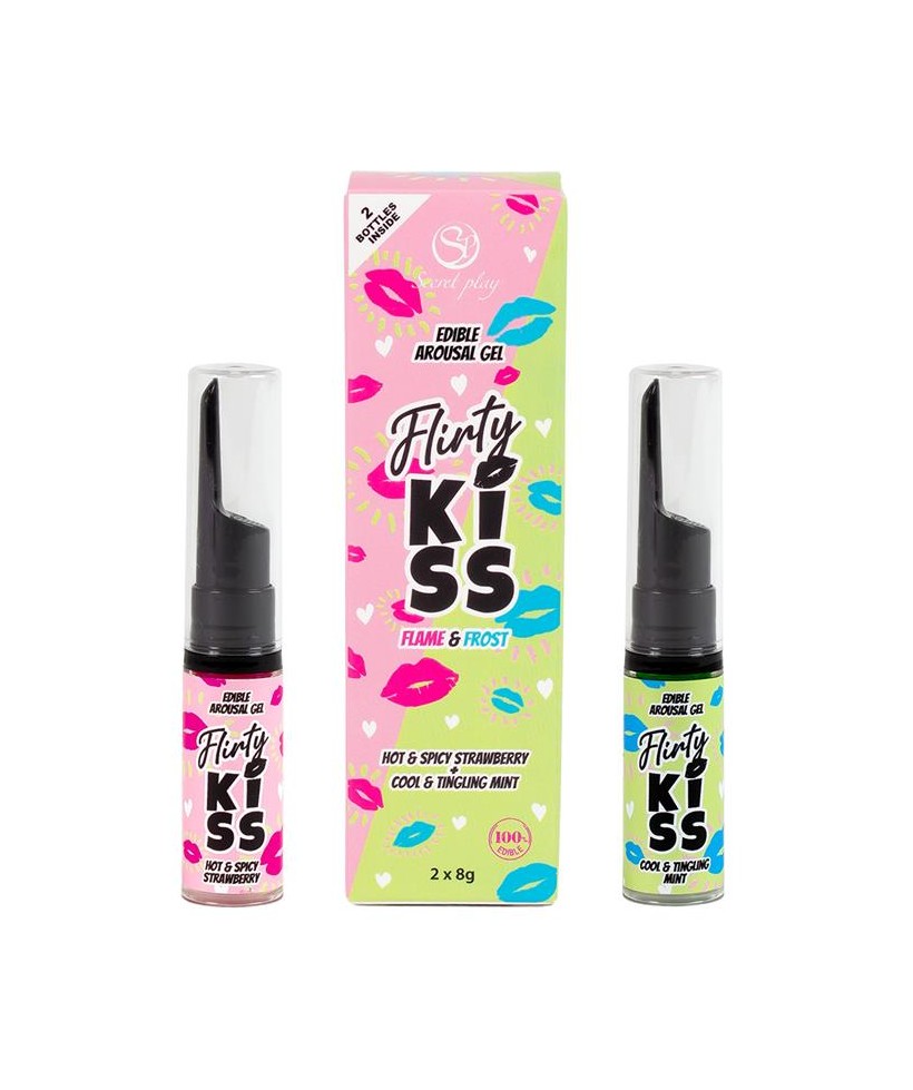 Flirty Kiss Geles para Sexo Oral Fresa y Menta 2x8gr