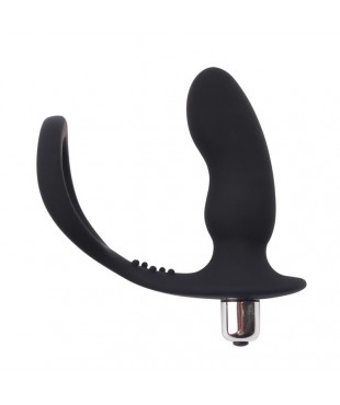 Anillo para el Pene con Plug Anal Negro