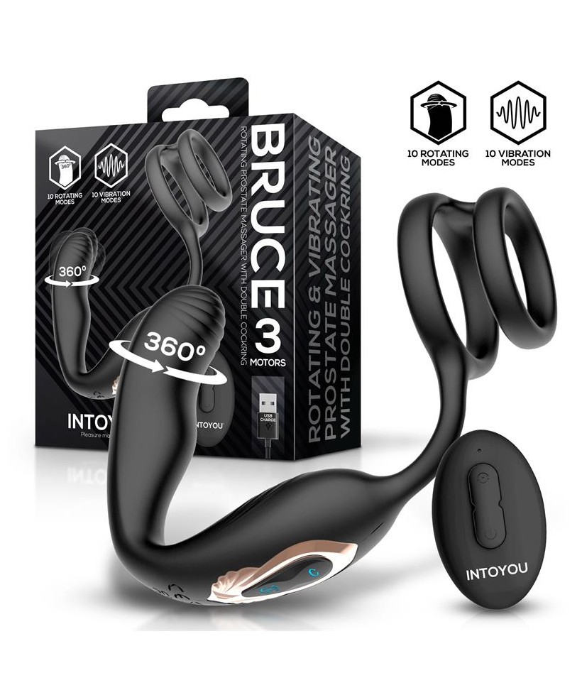 Bruce Masajeador Prostatico 360º y Doble Anillo con Vibracion