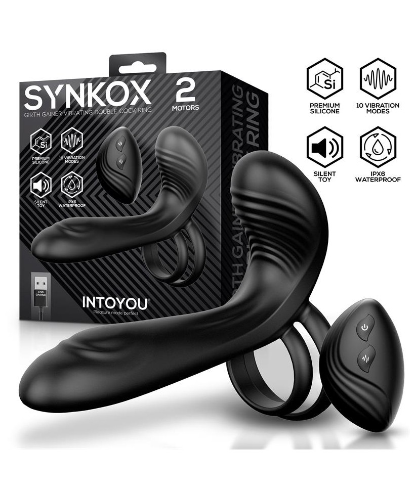 Synkox Girth Gainer con Doble Anillo para el Pene con Vibracion
