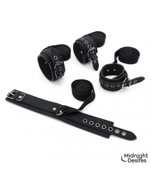 Set Bondage con Esposas Antifaz y Pluma Estimuladora