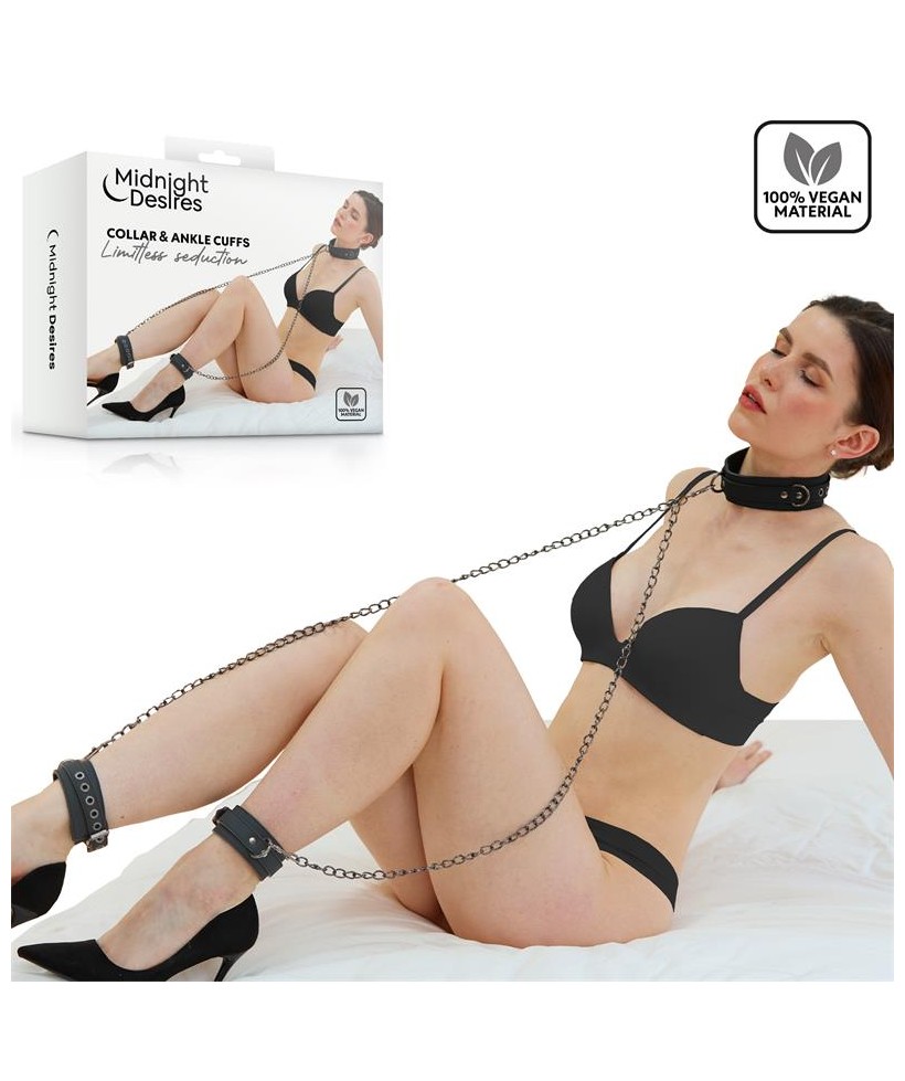 Collar con Esposas para Tobillos con Cadena