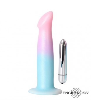 Dildo con Vibración y Ventosa Color Degradado 17 cm