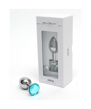 Plug Anal de Metal Sofia con Joya Azul Plug Anal de Metal Sofia con Joya Azul