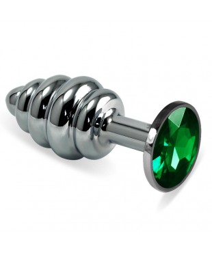 Plug Anal en Espiral Rosebud con Joya Verde