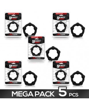 Pack de 5 Anillo para el Pene Silicona Beaded 3.5cm Negro