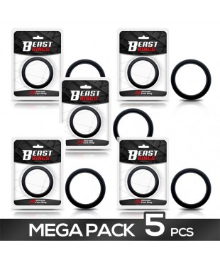 Pack de 5 Anillo para el Pene Silicona Sólida 5 cm Negro