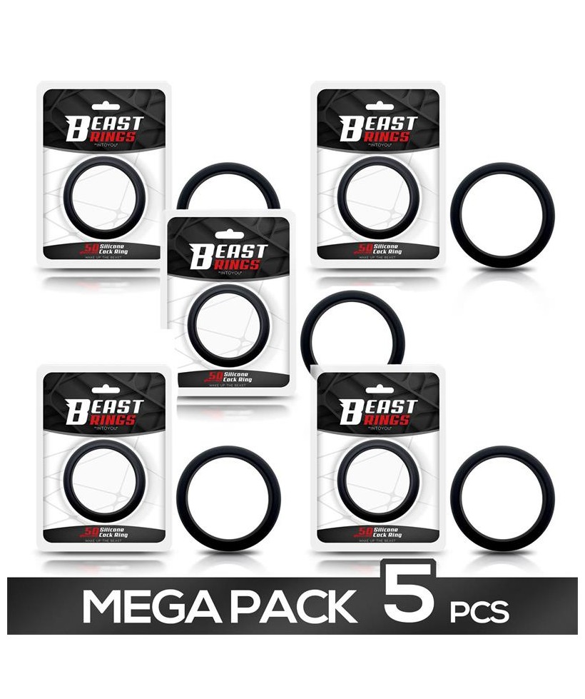 Pack de 5 Anillo para el Pene Silicona Solida 5 cm Negro