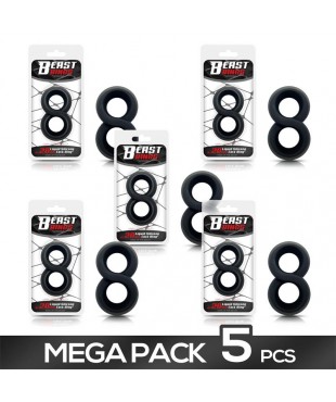 Pack 5 Anillo para el Pene 100% Silicona Líquida 2 cm Negro