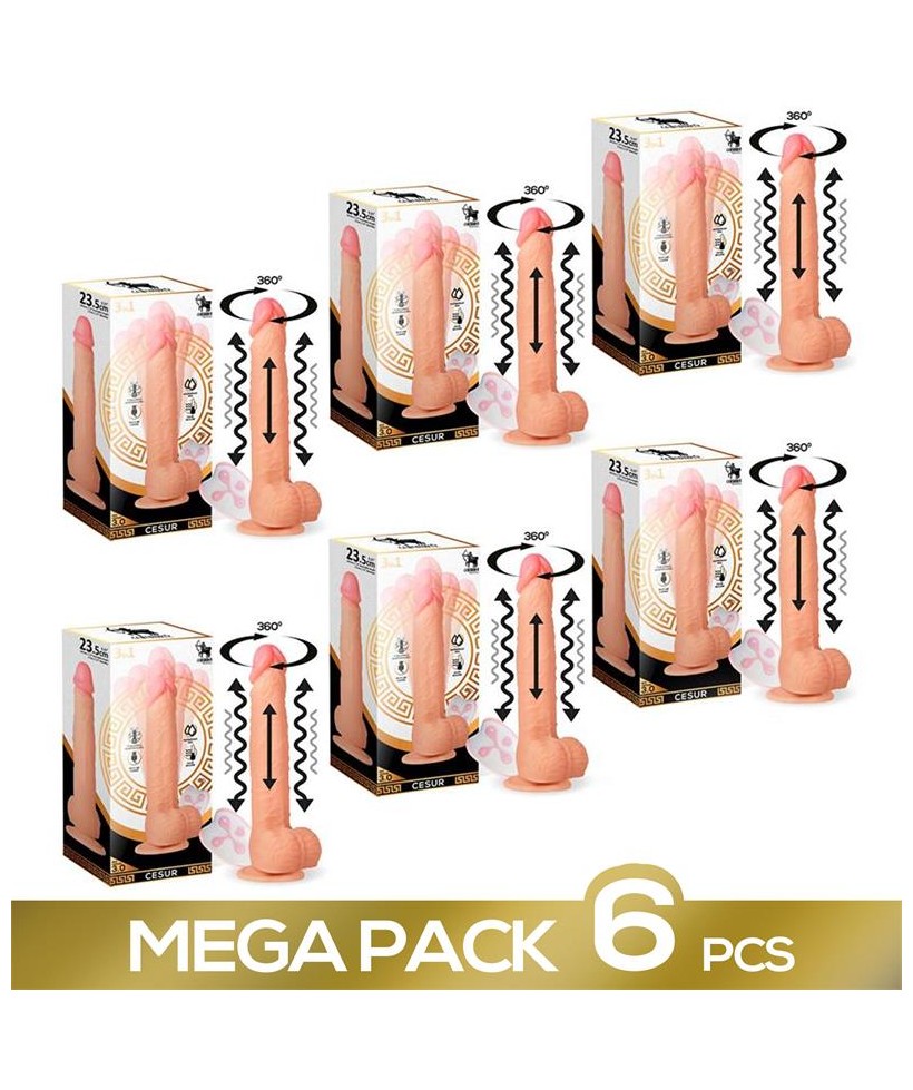 Pack de 6 Cesur 30 Dildo Realista con Vibracion Movimiento Ondulante 360º y Telescopico