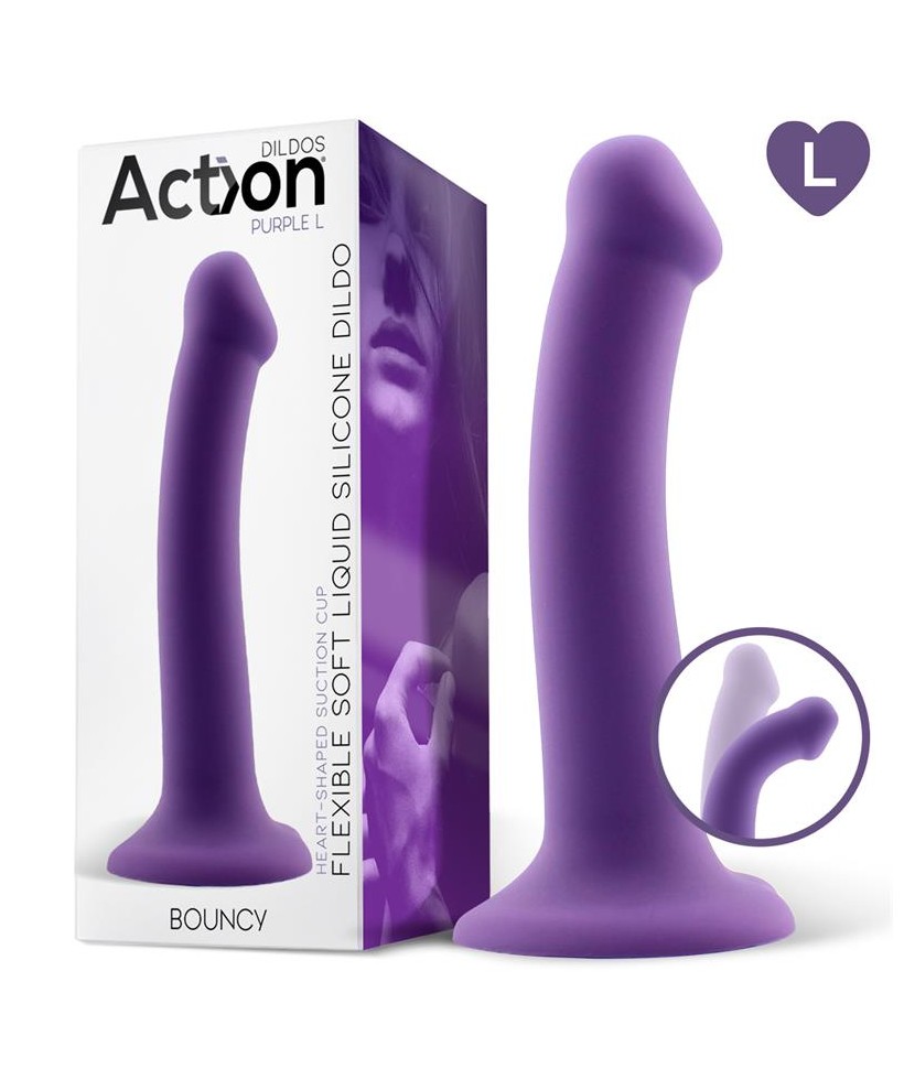 Bouncy Dildo Silicone Flexible Hiper Flexible 75 19 cm Talla L Purpura