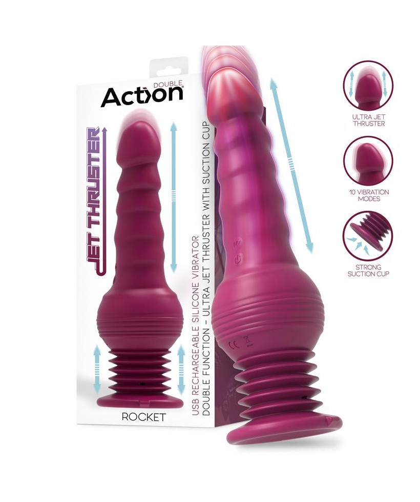 Rocket Vibrador con Thrusting Ultra Jet Thruster con Potente Ventosa