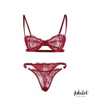 Mia Set Sujetador y Tanga de Encaje Burgundy Mia Set Sujetador y Tanga de Encaje Burgundy