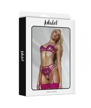 Nora Set Sujetador Tanga y Liguero con Flores Fuchsia Nora Set Sujetador Tanga y Liguero con Flores Fuchsia