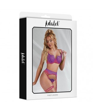 Stella Set Sujetador Tanga Liguero y Liga Purpura y Rosa Stella Set Sujetador Tanga Liguero y Liga Purpura y Rosa