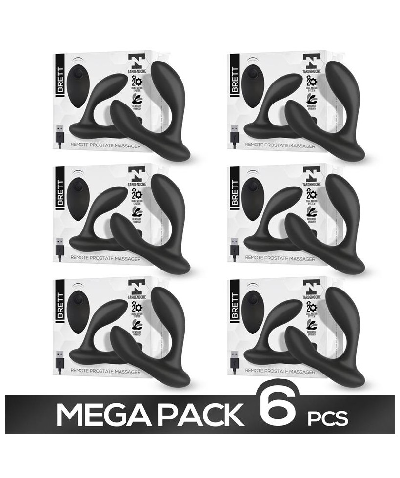 Pack de 6 Brett Masajeador Prostatico Control Remoto USB Silicona