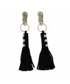 Pinzas para Pezones Cuero Flecos Negro
