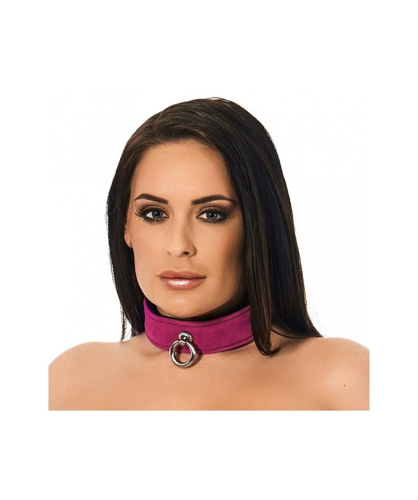 Collar de Cuero Rosa Ajustable