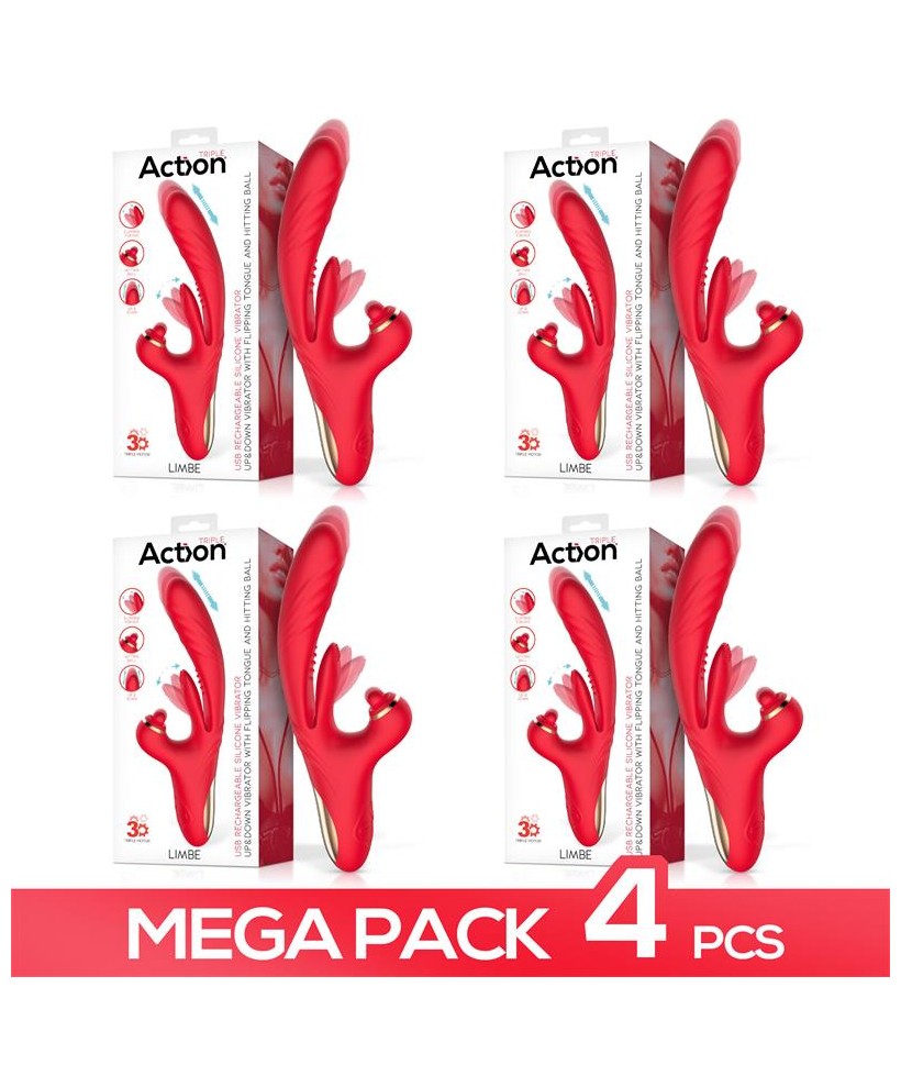 Pack de 4 Limbe Vibrador con Lengua Flip Flap Bola Percutora y Up and Down