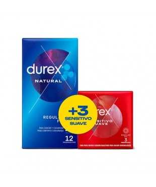 Duplo Preservativos Natural 12 ud + Sensitivo 3 ud