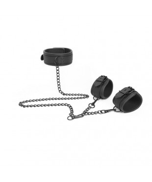 Set de Collar y Esposas para Munecas Cuero Vegano Set de Collar y Esposas para Munecas Cuero Vegano
