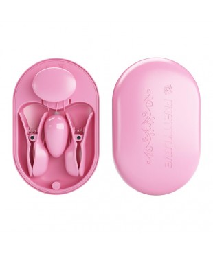 Surprise Box Huevo Vibrador y Pinzas para Pezones con Electro Estimulacion Rosa