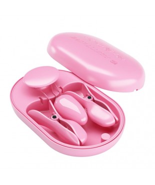 Surprise Box Huevo Vibrador y Pinzas para Pezones con Electro Estimulacion Rosa