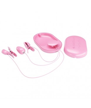 Surprise Box Huevo Vibrador y Pinzas para Pezones con Electro Estimulacion Rosa