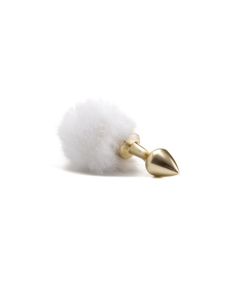 Plug Anal Dorado con Pompon Blanco