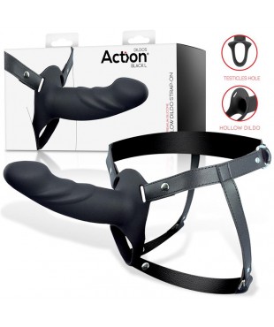 Arnés Strap-on con Dildo Hueco Silicona Premium Talla L Negro