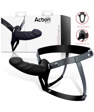 Arnés Strap-On con Dildo Hueco Silicona Premium Talla S Negro