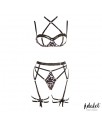 Lily Set Sujetador Tanga Liguero y Ligas Estampado Leopardo