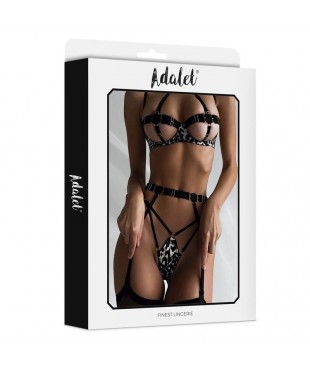 Lily Set Sujetador Tanga Liguero y Ligas Estampado Leopardo Lily Set Sujetador Tanga Liguero y Ligas Estampado Leopardo