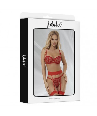 Zoey Set Sujetador Tanga y Liguero con Corazones Rojo Zoey Set Sujetador Tanga y Liguero con Corazones Rojo