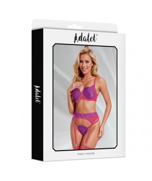 Stella Set Sujetador Tanga Liguero y Liga Purpura y Rosa Stella Set Sujetador Tanga Liguero y Liga Purpura y Rosa