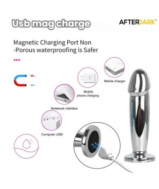 Sarmy Plug Anal Cromado con Vibracion USB Magnetico Talla M Sarmy Plug Anal Cromado con Vibracion USB Magnetico Talla M