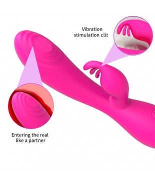 Conejito Vibrador Magic Stick con Pulsacion Fucsia