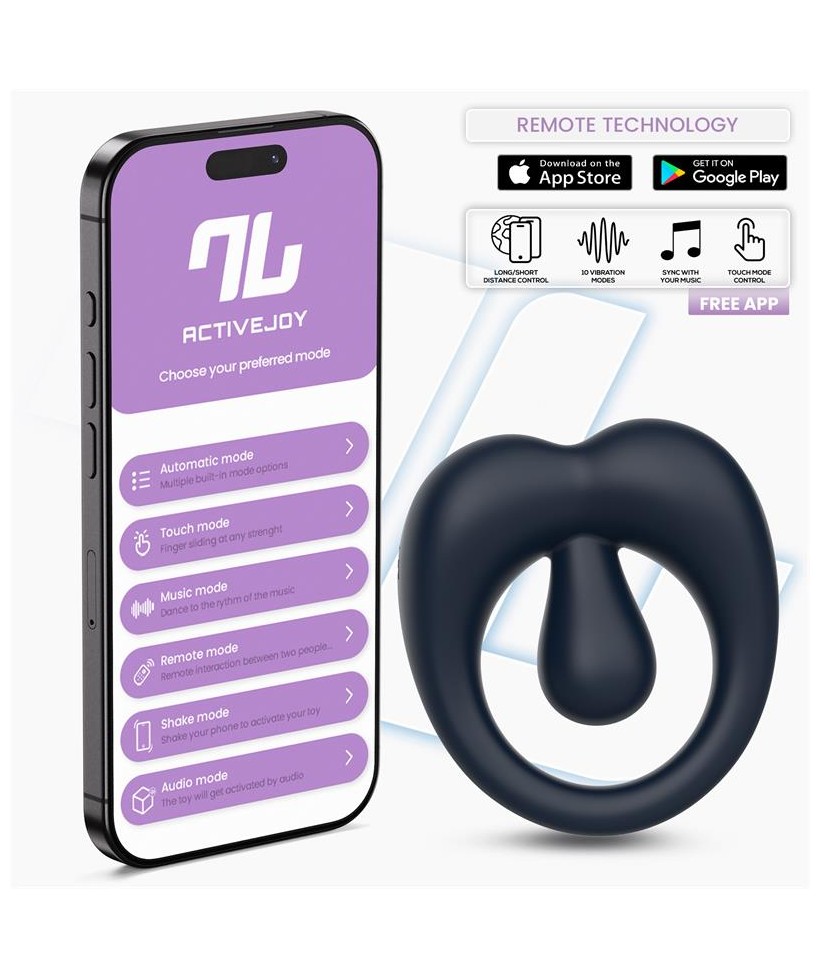Kenny Anillo Vibrador con Estimulador de Clitoris y APP Azul Oscuro