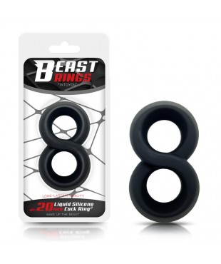 Anillo Doble para el Pene 100% Silicona Líquida 2 cm Negro