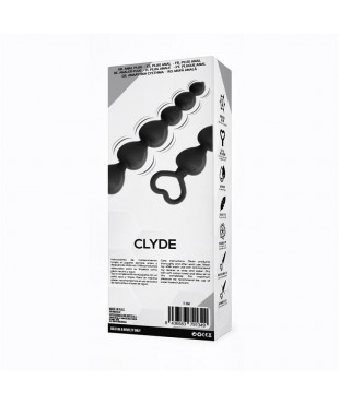 Clyde Plug Anal con Bolas con Aro de Facil Extraccion Silicona Negro